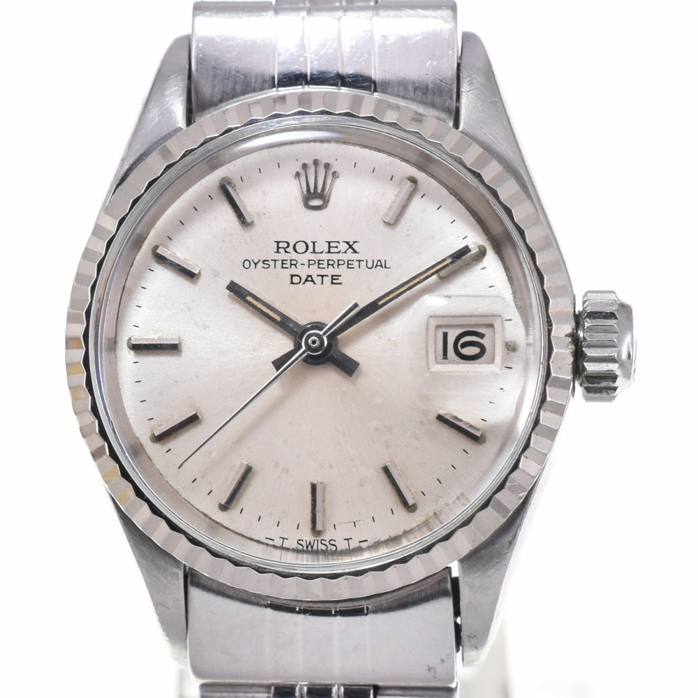 ROLEX Oyster perpetual date 6517 vintage WG bezel Cal.1161 Silver Dial Automatic Ladies
 Watch O#143291