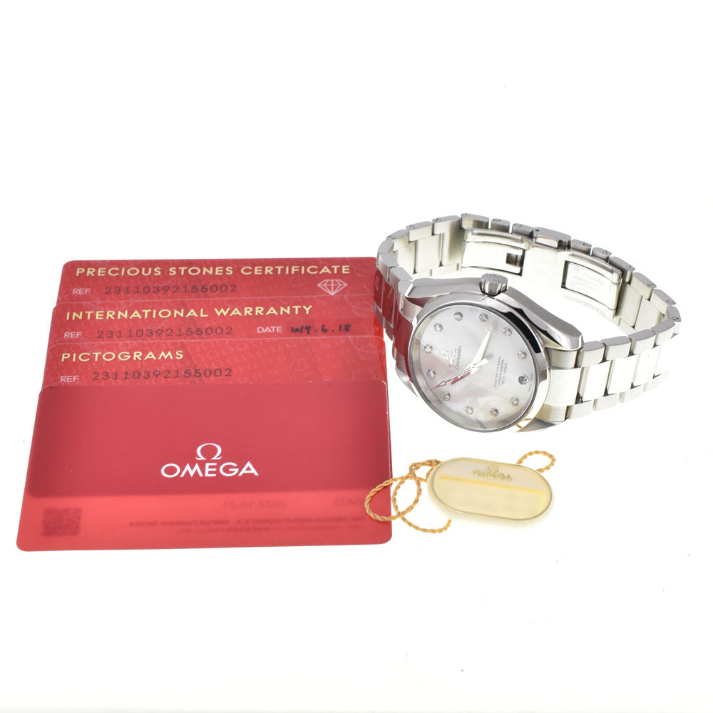 with paper OMEGA Seamaster Aqua Terra Master Co-Axial 231.10.39.21.55.002 11P Diamond White shell Dial Automatic Unisex
 Watch O#143316