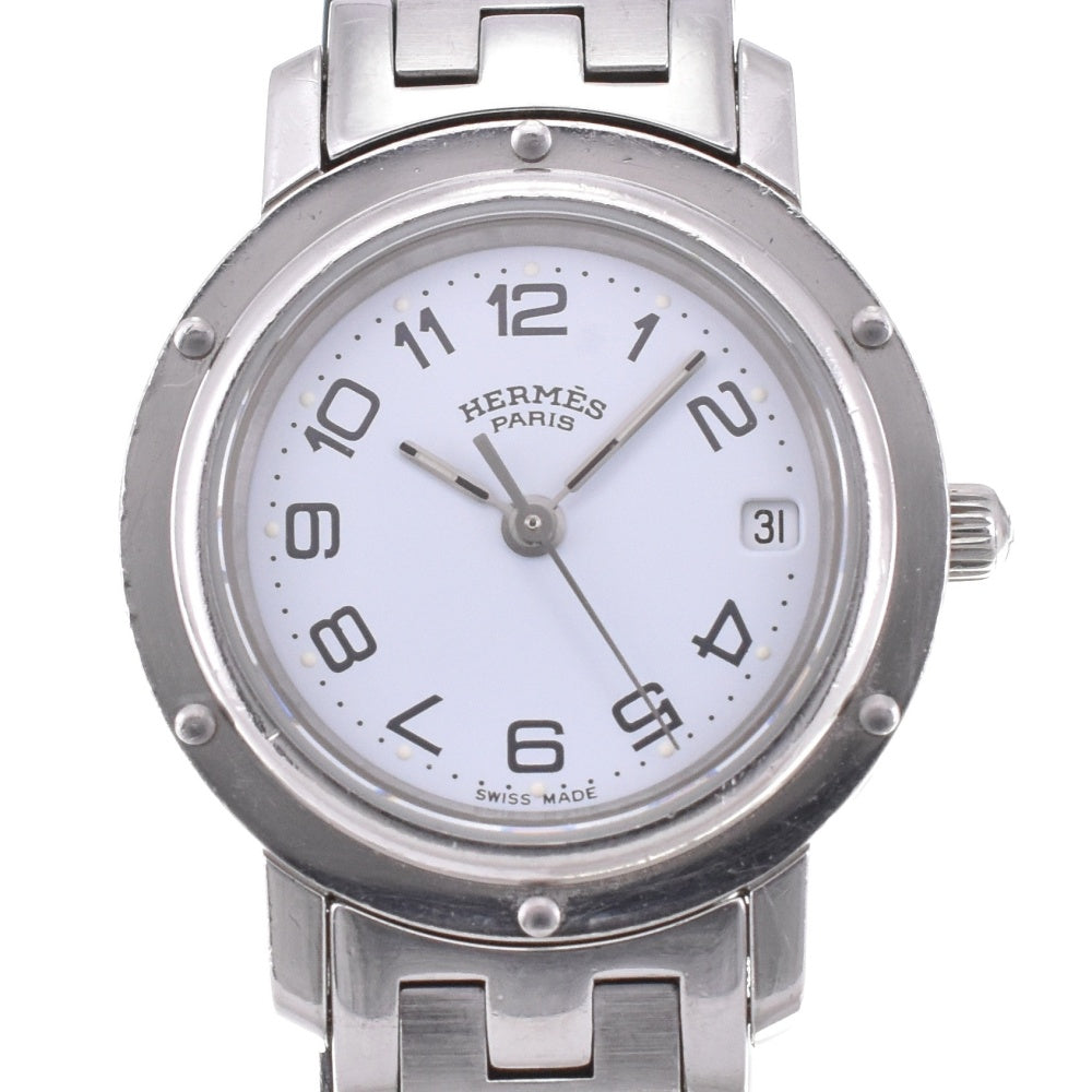 HERMES Clipper Date CL4.210 D buckle white Dial Quartz Ladies
 Watch O#143320