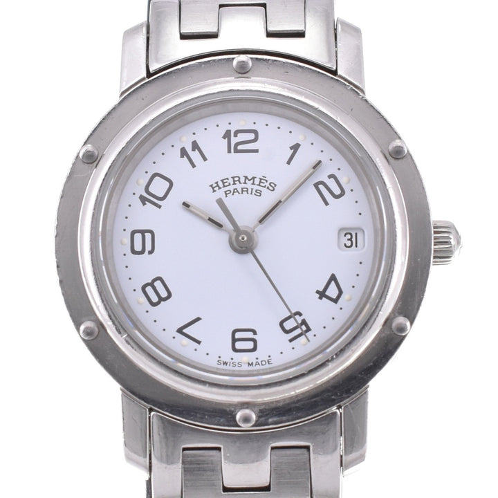 HERMES Clipper Date CL4.210 D buckle white Dial Quartz Ladies
 Watch O#143320