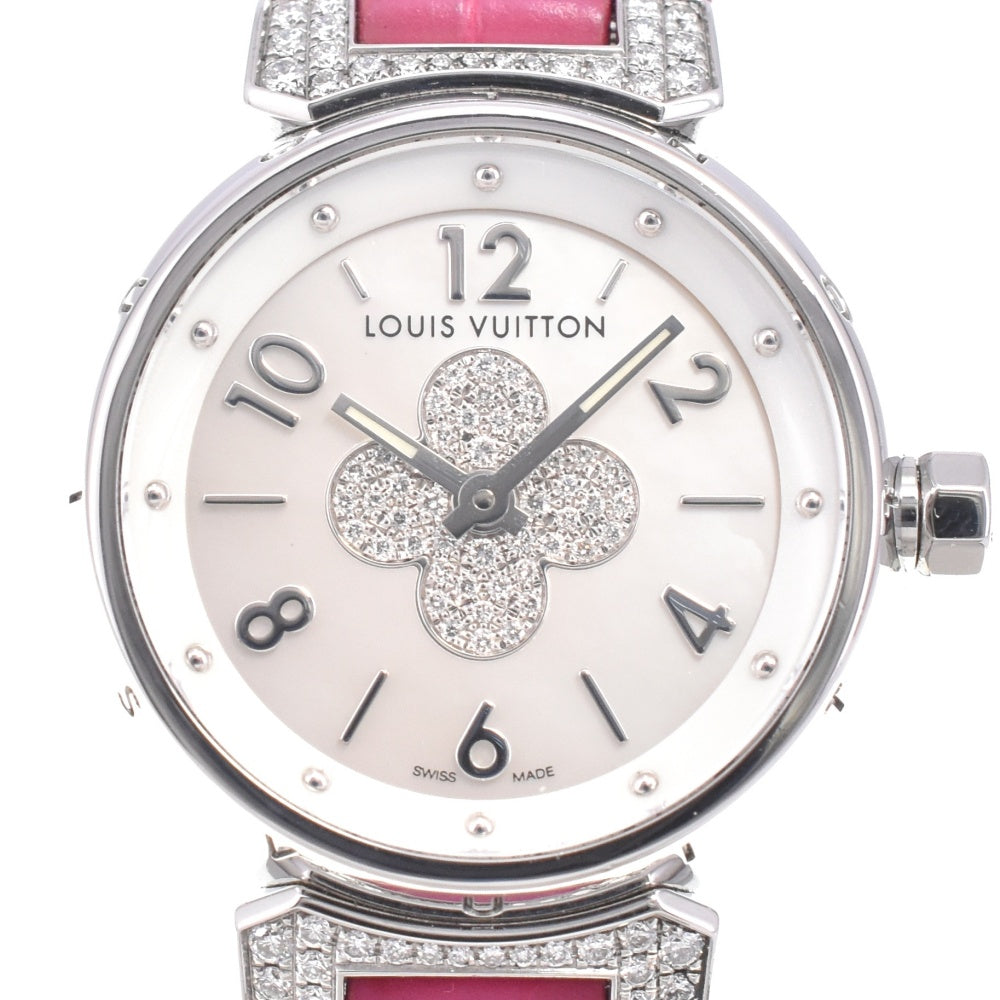 with paper LOUIS VUITTON Tambour Q121P diamond White shell Dial Quartz Ladies
 Watch P#143333