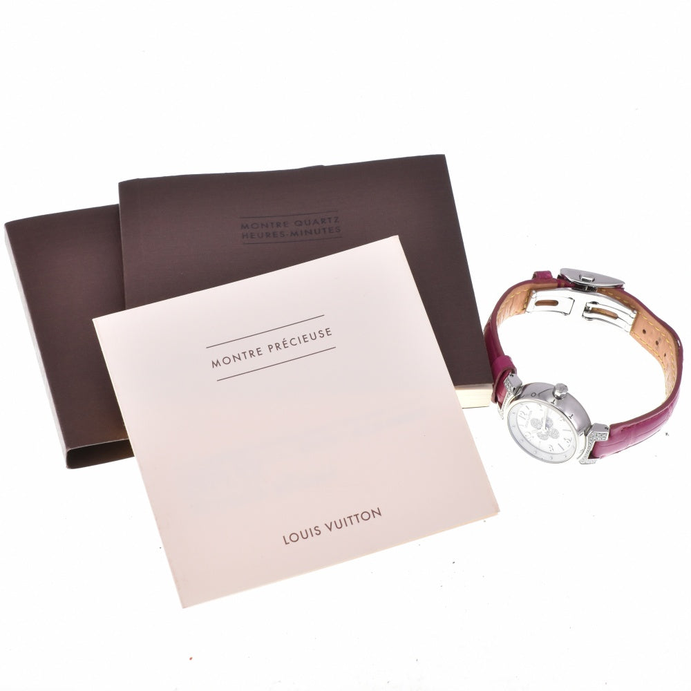 with paper LOUIS VUITTON Tambour Q121P diamond White shell Dial Quartz Ladies
 Watch P#143333