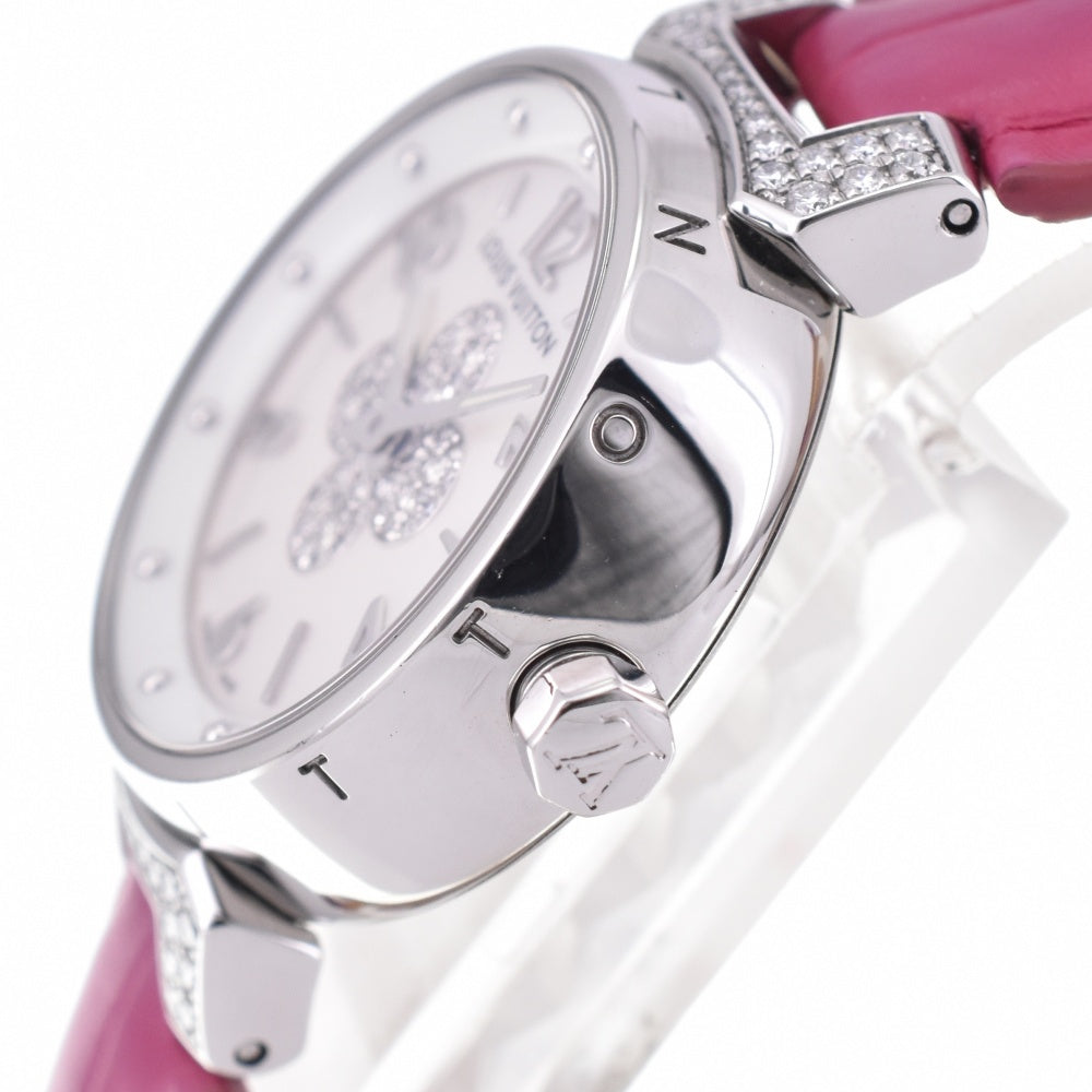 with paper LOUIS VUITTON Tambour Q121P diamond White shell Dial Quartz Ladies
 Watch P#143333
