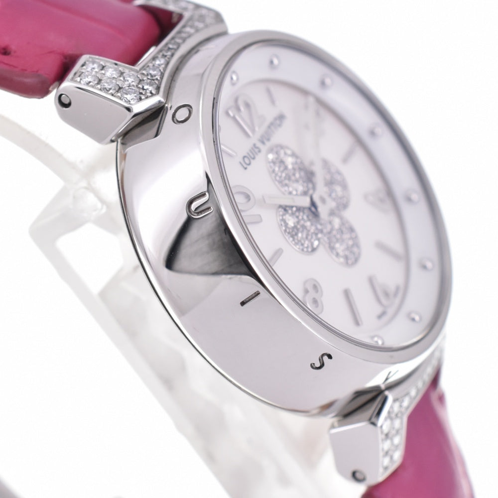 with paper LOUIS VUITTON Tambour Q121P diamond White shell Dial Quartz Ladies
 Watch P#143333
