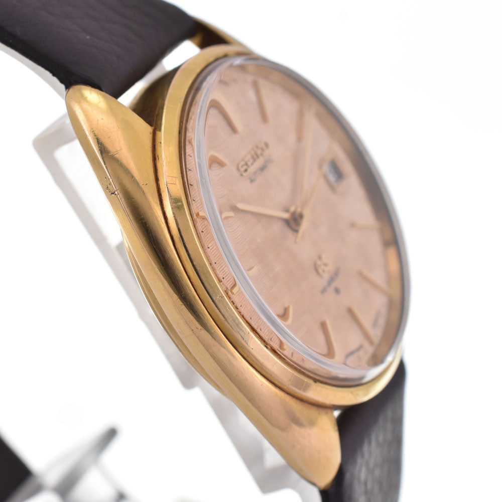SEIKO 56GS Grand Seiko 5645-7005 vintage K18YG Leather Date HI-BEAT Cal.5645A Silver Dial Automatic Men's
 Watch A#143337