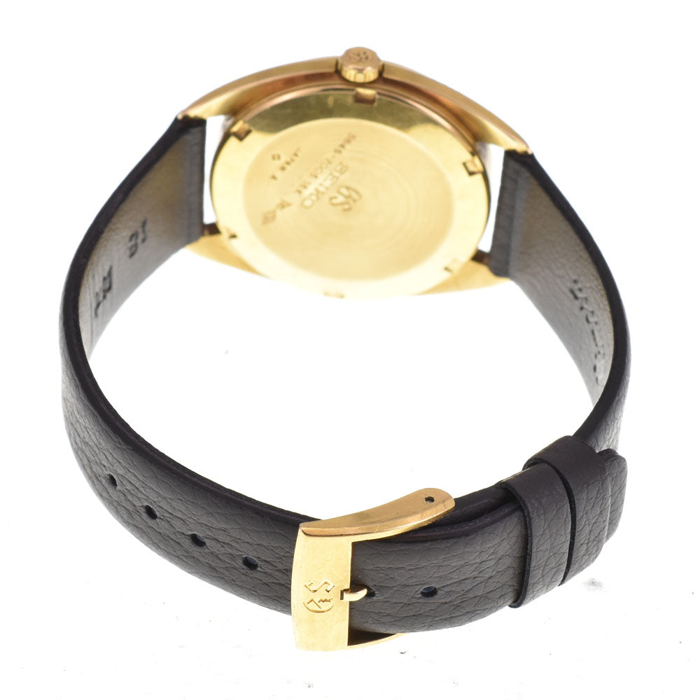 SEIKO 56GS Grand Seiko 5645-7005 vintage K18YG Leather Date HI-BEAT Cal.5645A Silver Dial Automatic Men's
 Watch A#143337