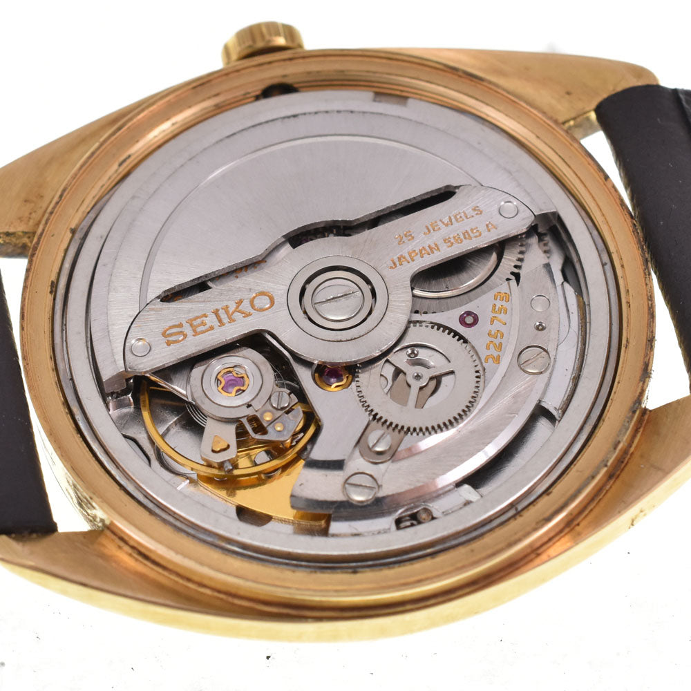 SEIKO 56GS Grand Seiko 5645-7005 vintage K18YG Leather Date HI-BEAT Cal.5645A Silver Dial Automatic Men's
 Watch A#143337