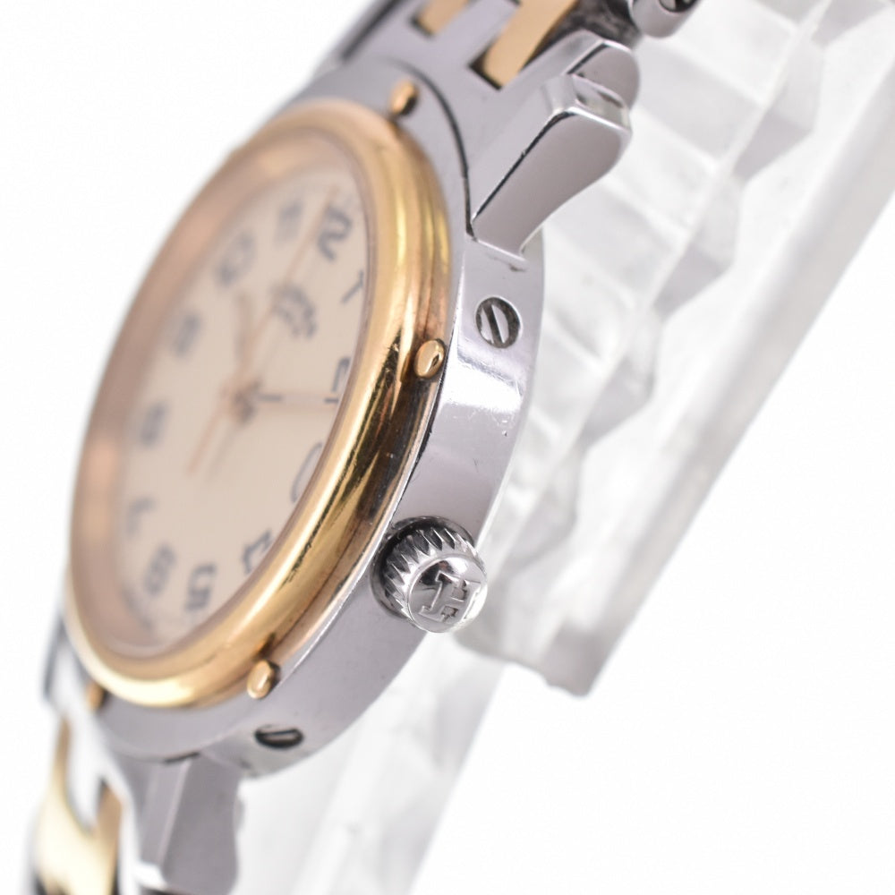 HERMES Clipper Date CL4.220 Stainless Steel/Gold Plated D Buckle cream Dial Quartz Ladies
 Watch O#143346