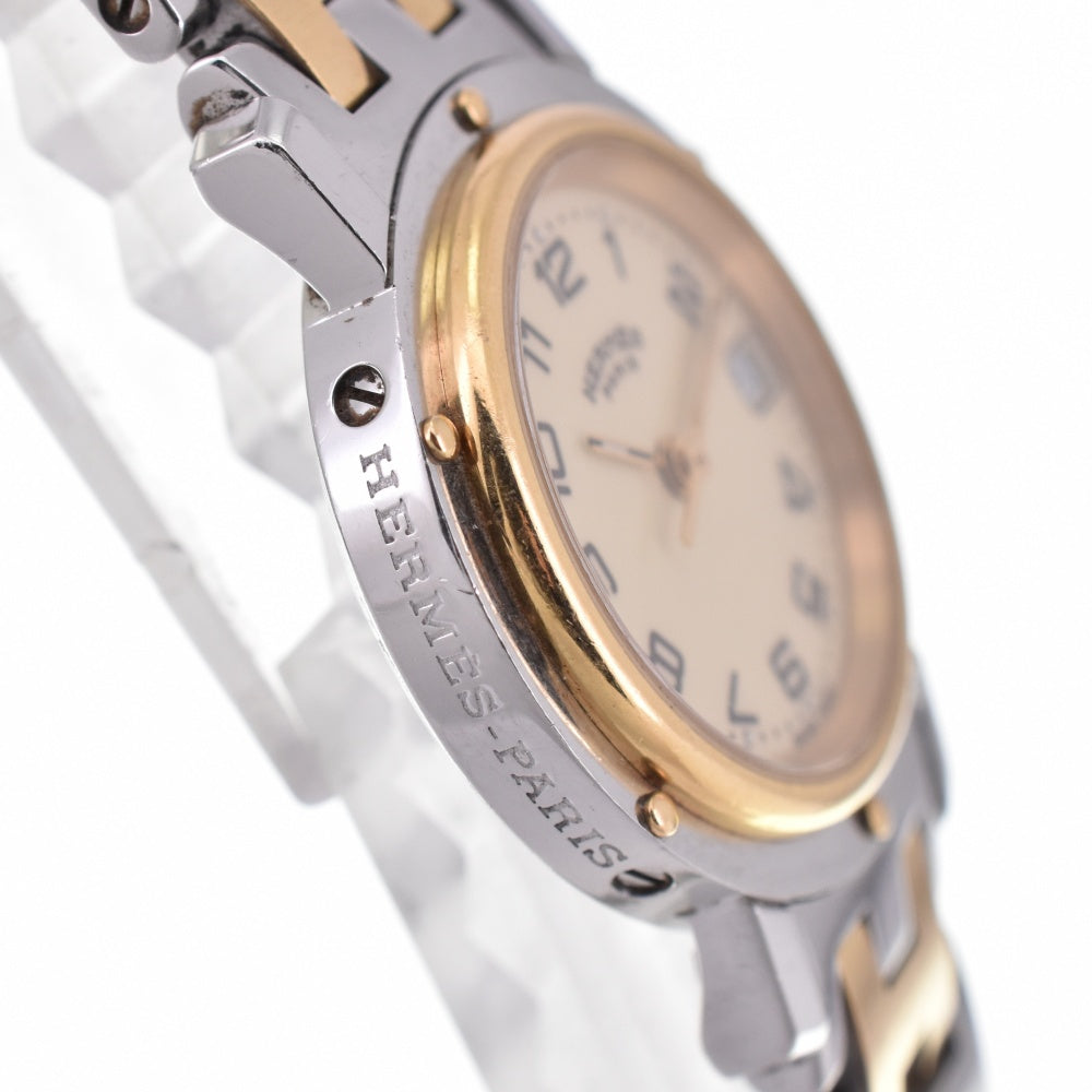 HERMES Clipper Date CL4.220 Stainless Steel/Gold Plated D Buckle cream Dial Quartz Ladies
 Watch O#143346