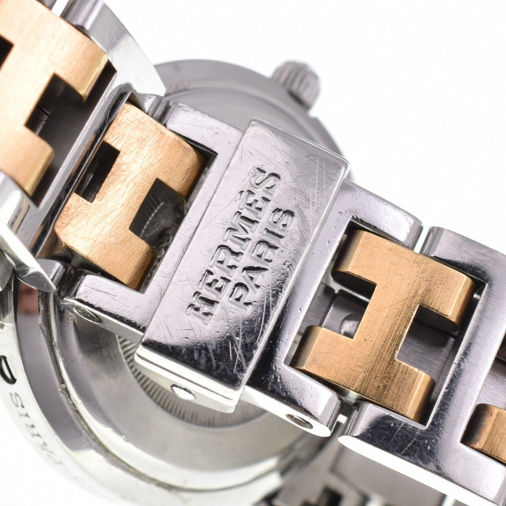 HERMES Clipper Date CL4.220 Stainless Steel/Gold Plated D Buckle cream Dial Quartz Ladies
 Watch O#143346