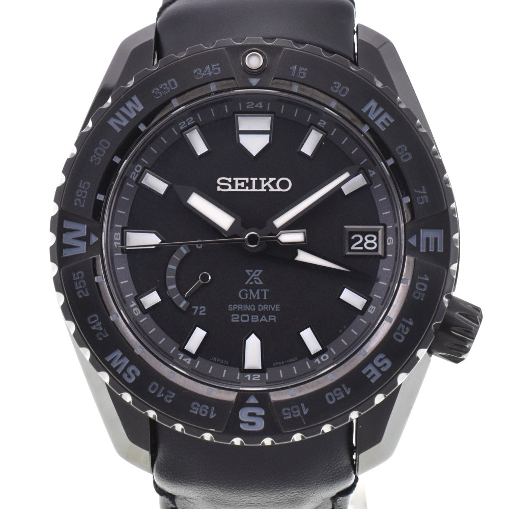 with paper SEIKO Prospex SBDB023 GMT Power Reserve Date Titanium black Dial Spring drive Men's
 Watch M#143352