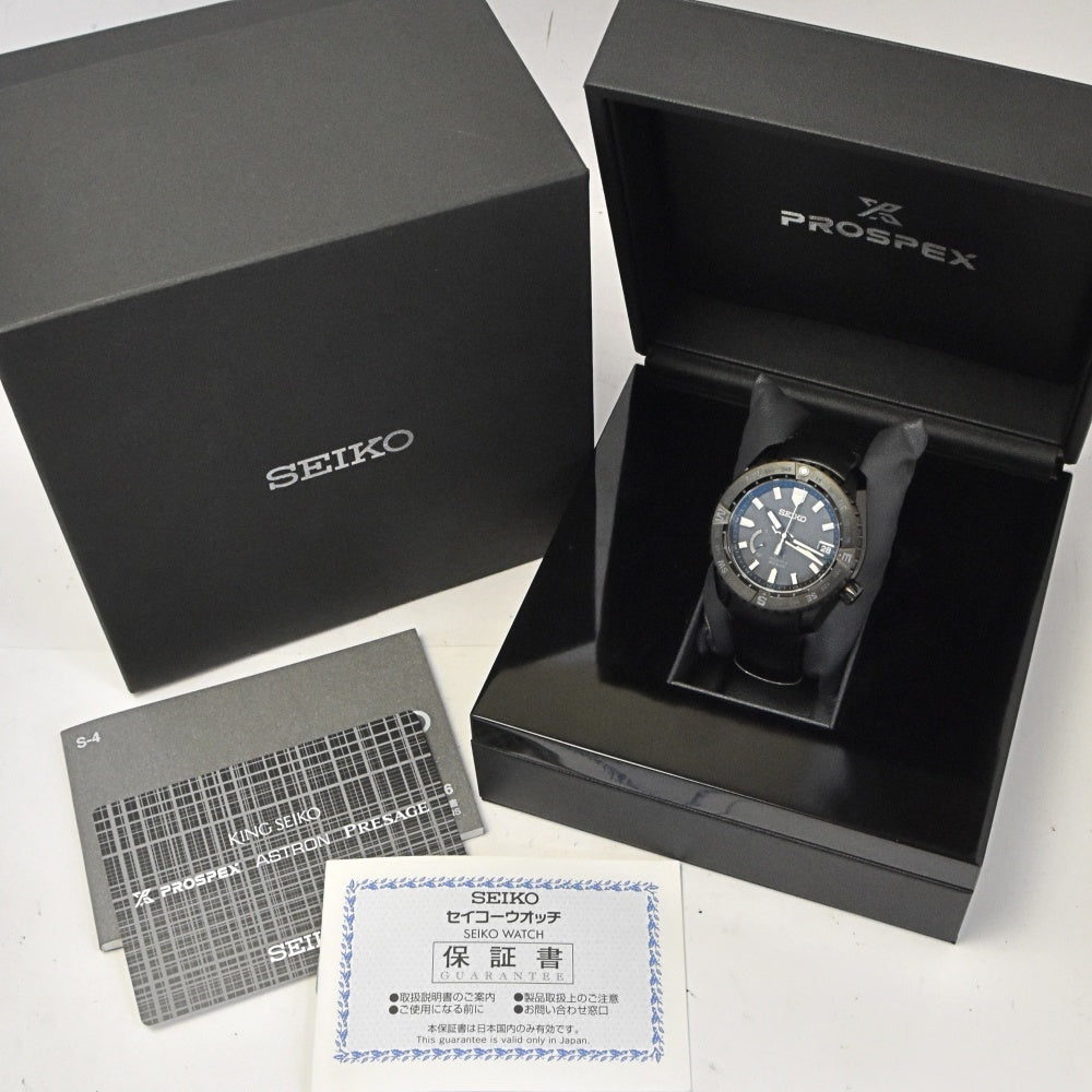 with paper SEIKO Prospex SBDB023 GMT Power Reserve Date Titanium black Dial Spring drive Men's
 Watch M#143352