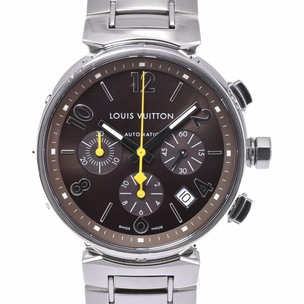 with paper LOUIS VUITTON Tambour Q1121 Chronograph Date Dark brown Dial Automatic Men's
 Watch N#143358