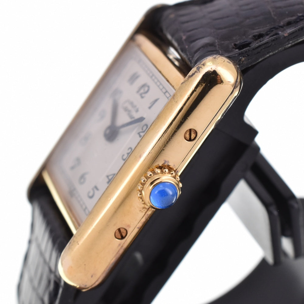 CARTIER Must tank Vermeille 5057001 SV925 (Gold Plated) / Leather Silver Dial Quartz Ladies
 Watch M#143364