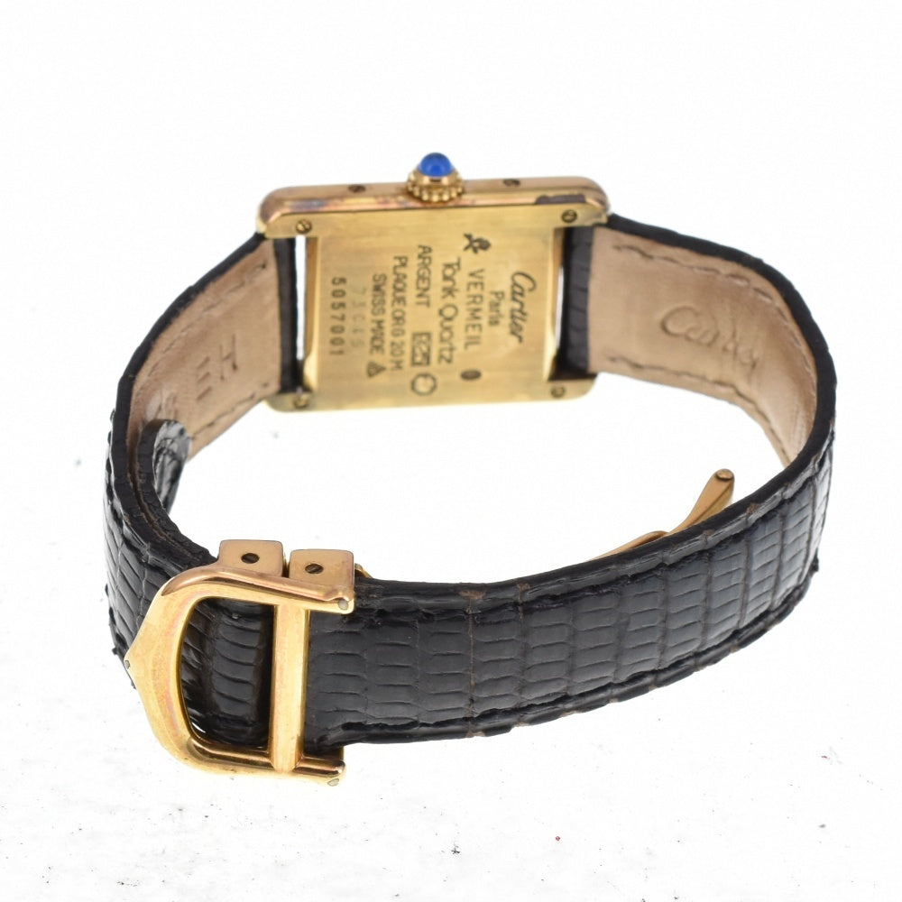 CARTIER Must tank Vermeille 5057001 SV925 (Gold Plated) / Leather Silver Dial Quartz Ladies
 Watch M#143364