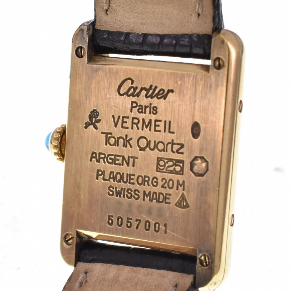 CARTIER Must tank Vermeille 5057001 SV925 (Gold Plated) / Leather Silver Dial Quartz Ladies
 Watch M#143364