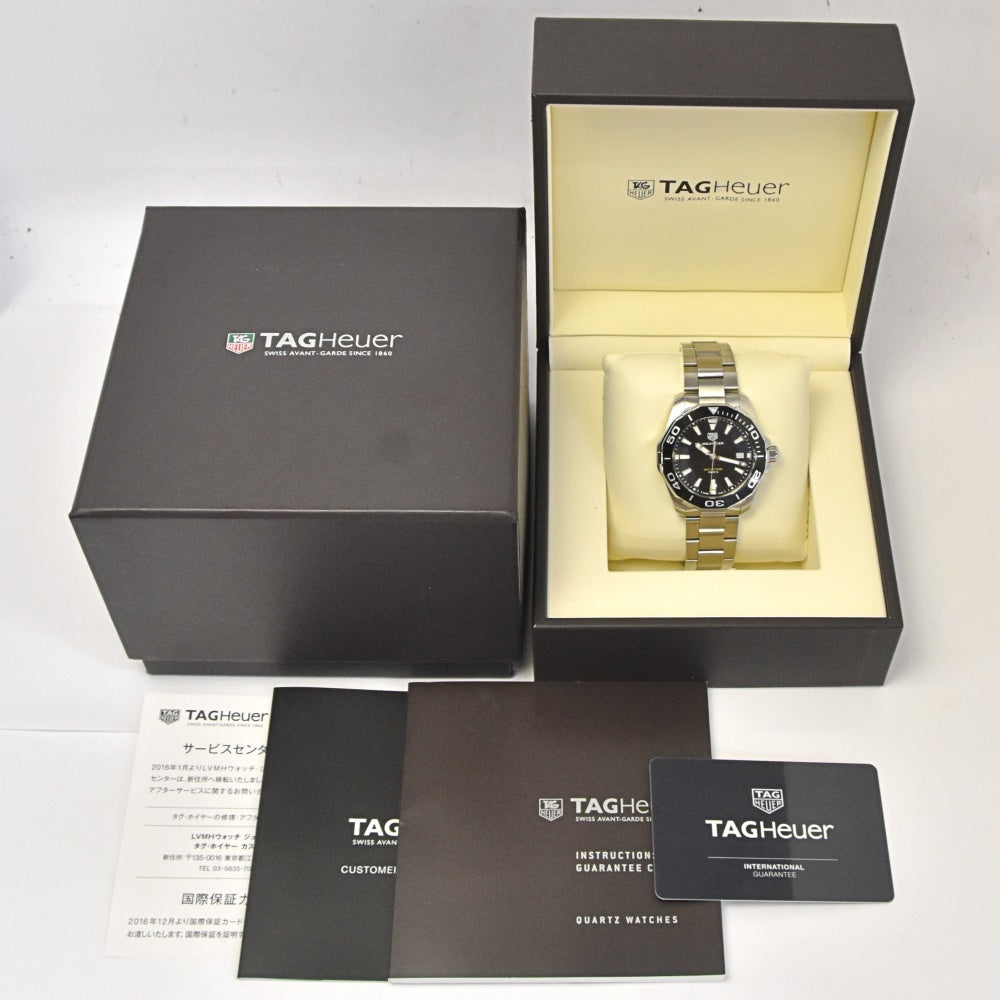 with paper TAG HEUER Aqua racer WAY111A 300m date black Dial Quartz Men's
 Watch N#143367