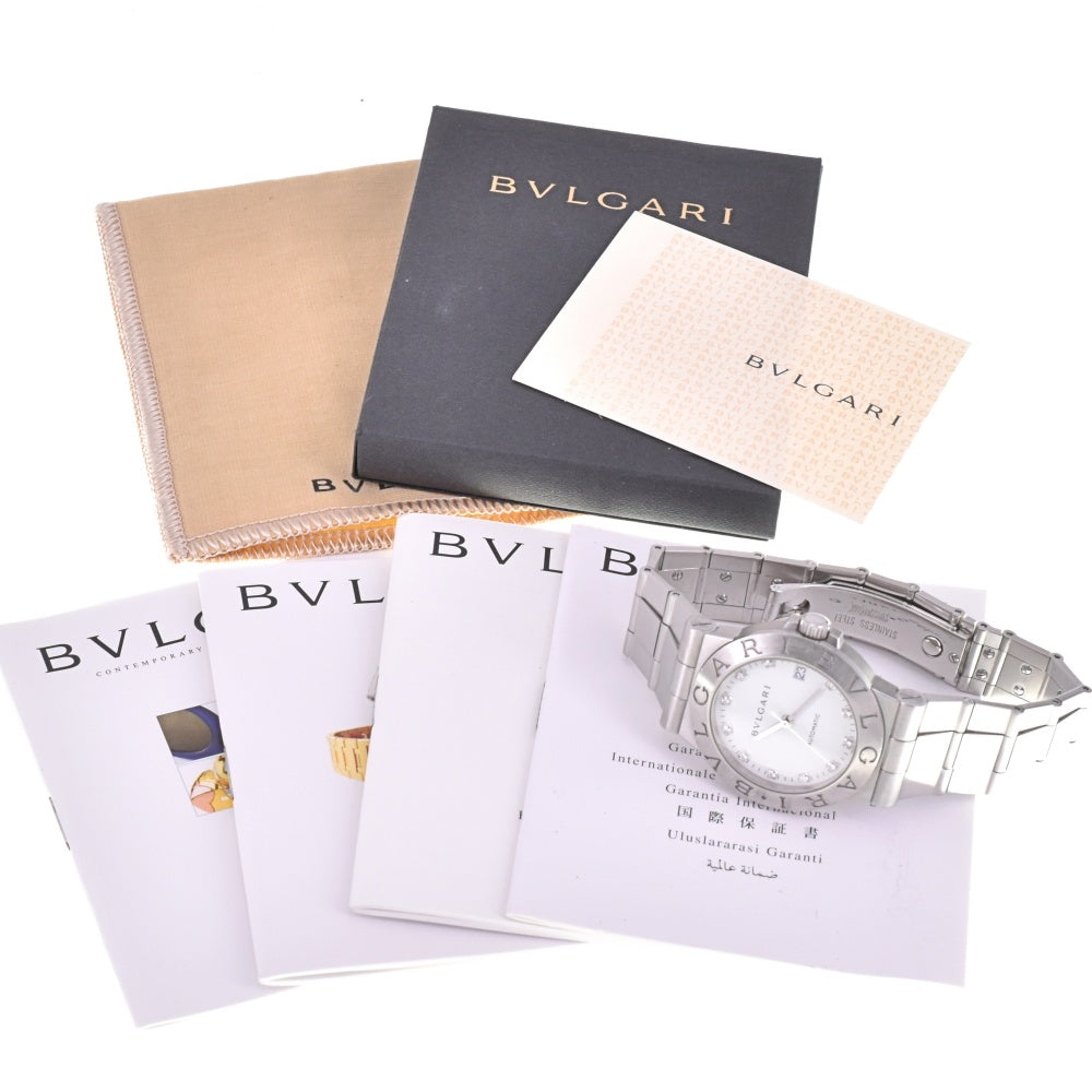 with paper BVLGARI Diagono Sports LCV35S 11P Diamond Date white Dial Automatic Men's
 Watch N#143375