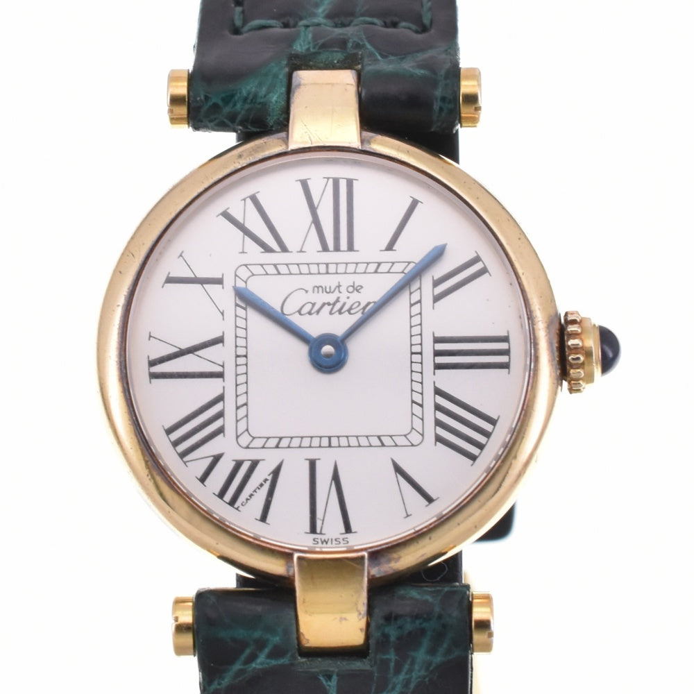 with paper CARTIER Vermeille W1005354 SV925 (Gold Plated) / Leather Silver Dial Quartz Ladies
 Watch M#143386