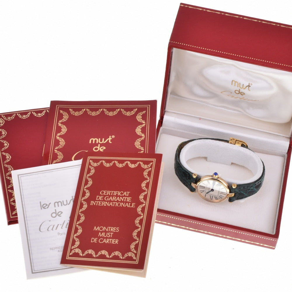 with paper CARTIER Vermeille W1005354 SV925 (Gold Plated) / Leather Silver Dial Quartz Ladies
 Watch M#143386