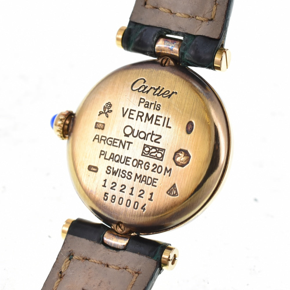 with paper CARTIER Vermeille W1005354 SV925 (Gold Plated) / Leather Silver Dial Quartz Ladies
 Watch M#143386