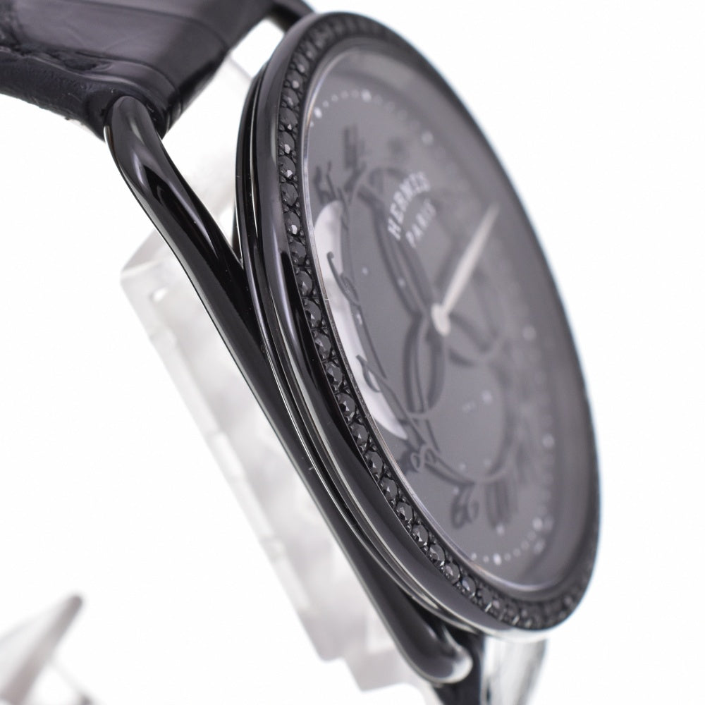 with paper HERMES Arceau Ronde des Zoules AR5A.530 Black Spinel Limited to 300 pieces worldwide black Dial Quartz Ladies
 Watch M#143388