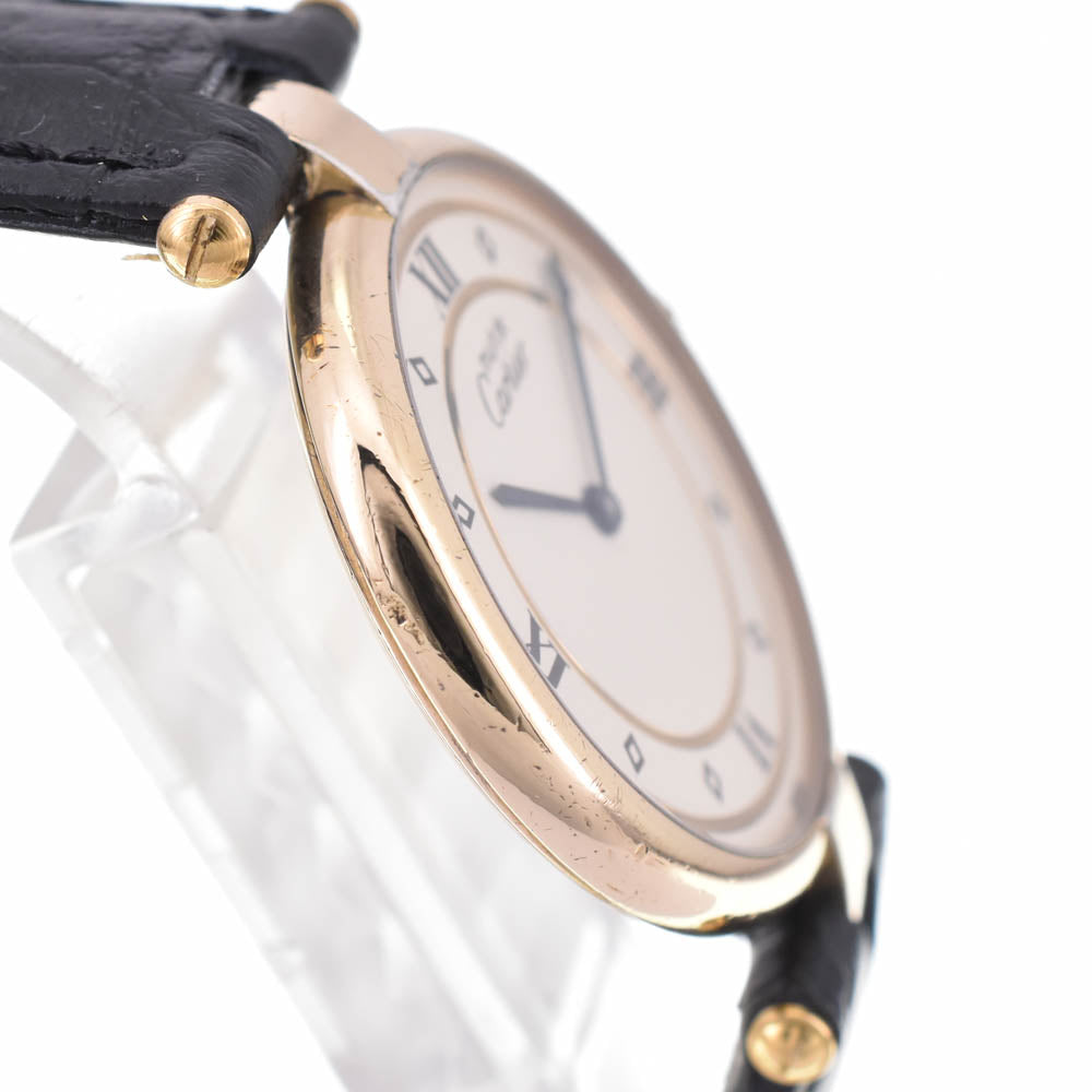 CARTIER Must Vermeille 590003 SV25(Gold Plated)/Leather Ivory Dial Quartz Men's
 Watch M#143390