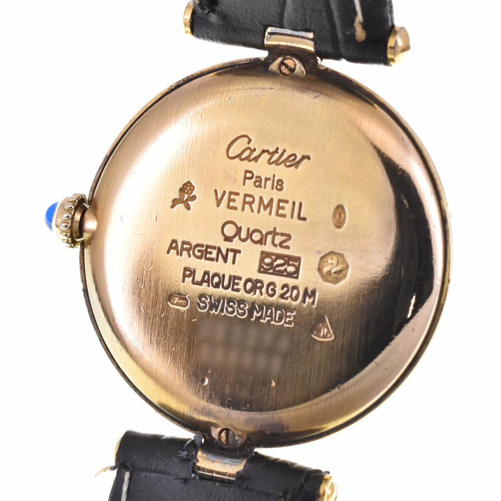 CARTIER Must Vermeille 590003 SV25(Gold Plated)/Leather Ivory Dial Quartz Men's
 Watch M#143390