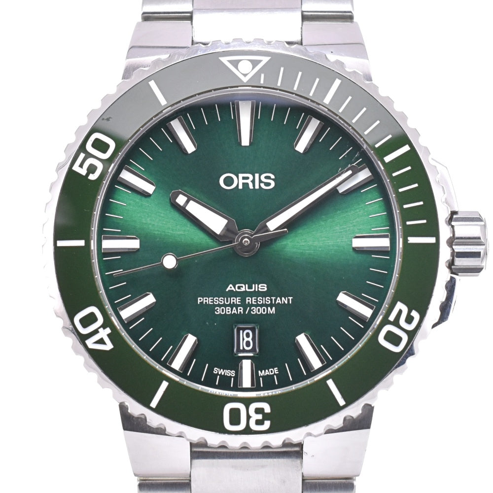 with paper ORIS Aquis Date 01 733 7730 4157-07 green Dial Automatic Men's
 Watch N#143394