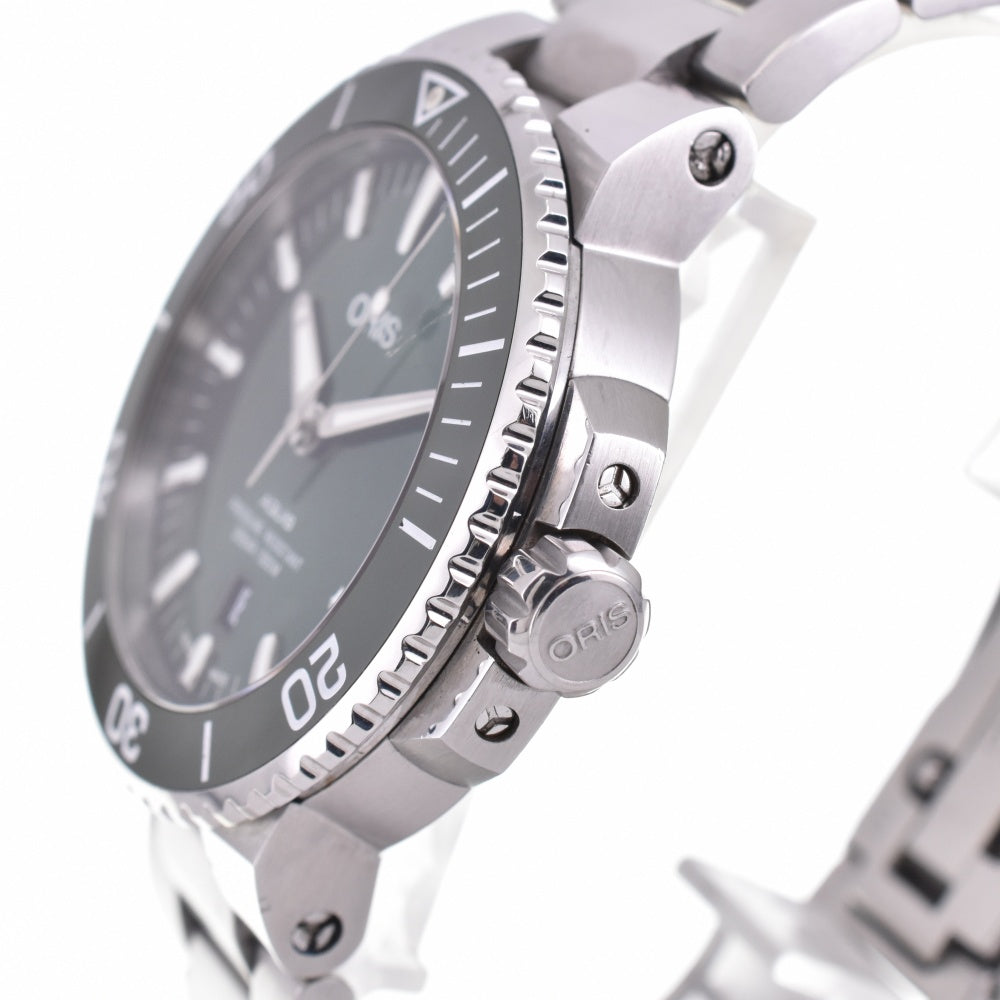 with paper ORIS Aquis Date 01 733 7730 4157-07 green Dial Automatic Men's
 Watch N#143394