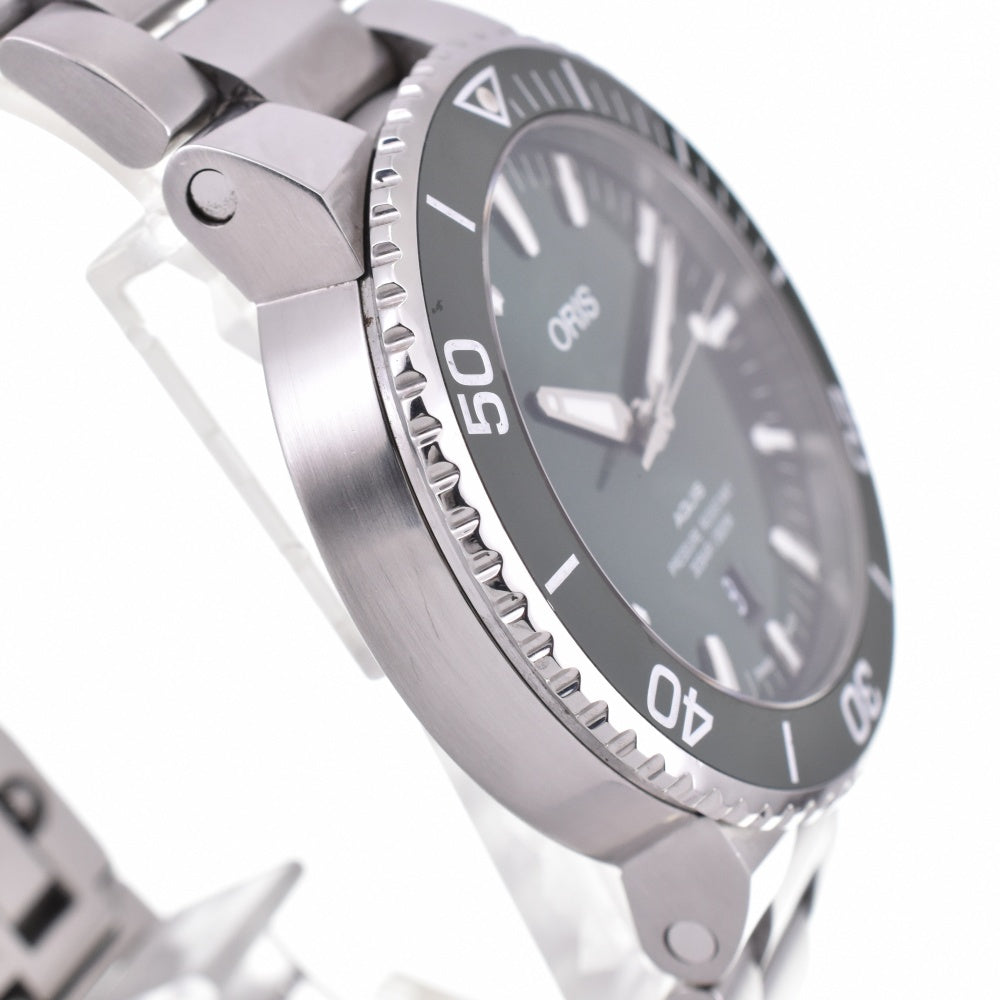 with paper ORIS Aquis Date 01 733 7730 4157-07 green Dial Automatic Men's
 Watch N#143394