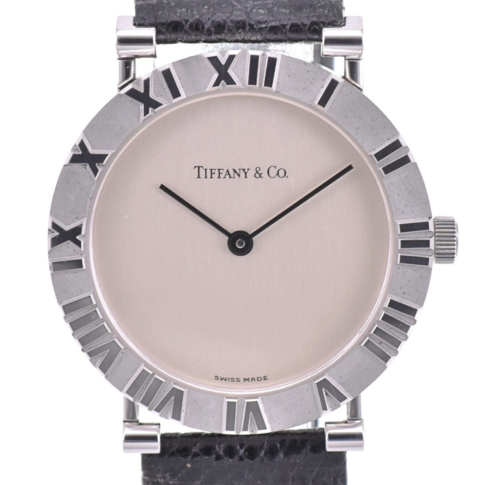 with paper TIFFANY&Co. Atlas M0640 SV 925 / Leather Silver Dial Quartz Men's
 Watch N#143396