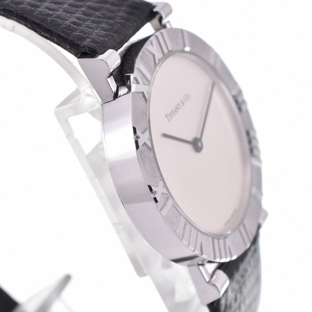 with paper TIFFANY&Co. Atlas M0640 SV 925 / Leather Silver Dial Quartz Men's
 Watch N#143396