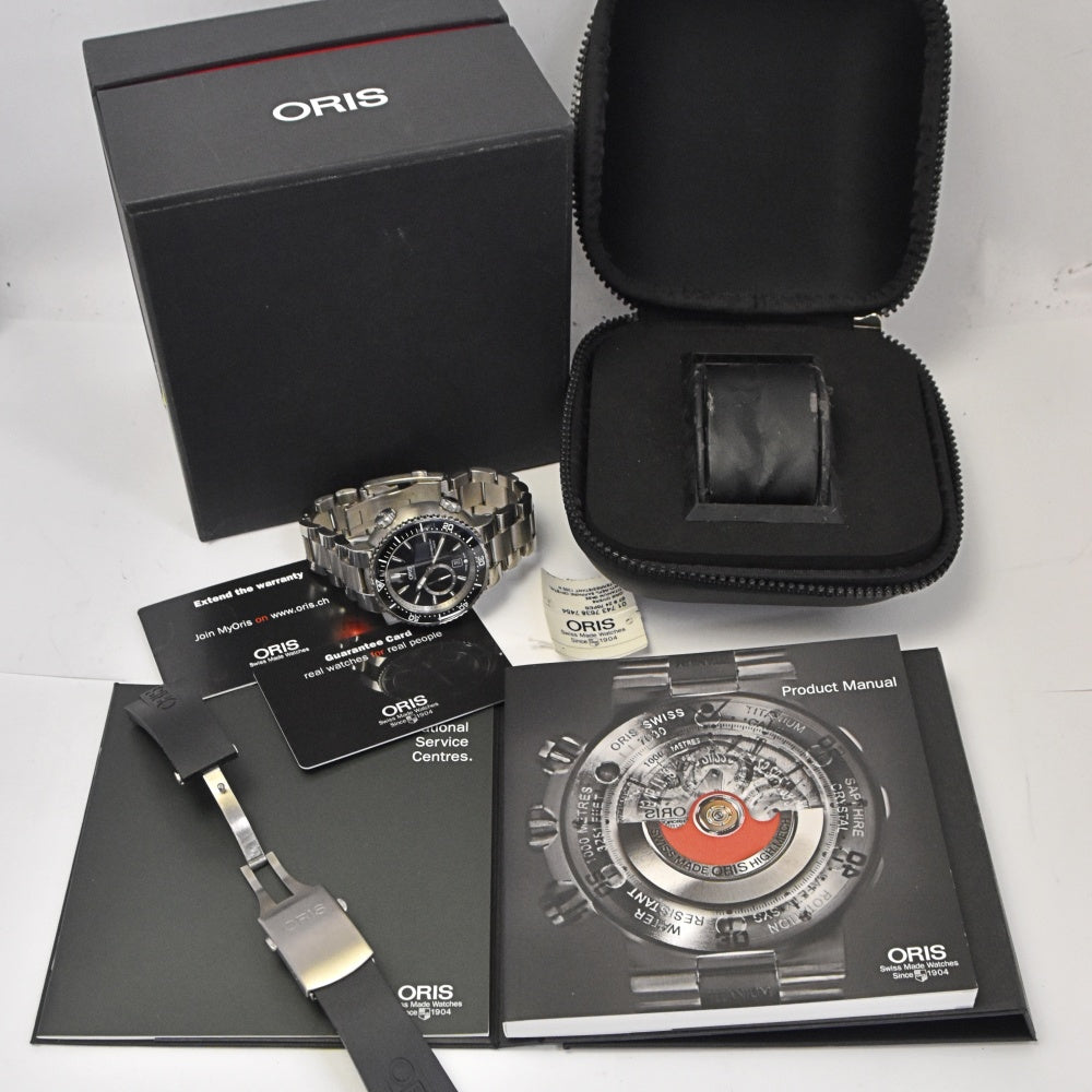 with paper ORIS Diver's Titanium 01 743 7638 7454 Small second date black Dial Automatic Men's
 Watch N#143406