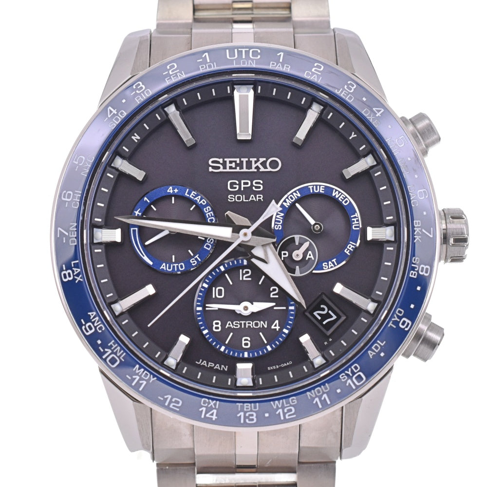 with paper SEIKO Astron SBXC001/5X53-0AB0 titanium Navy Dial GPS Solar Men's
 Watch O#143412