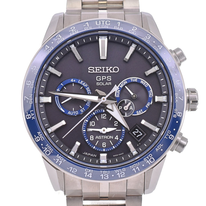 with paper SEIKO Astron SBXC001/5X53-0AB0 titanium Navy Dial GPS Solar Men's
 Watch O#143412