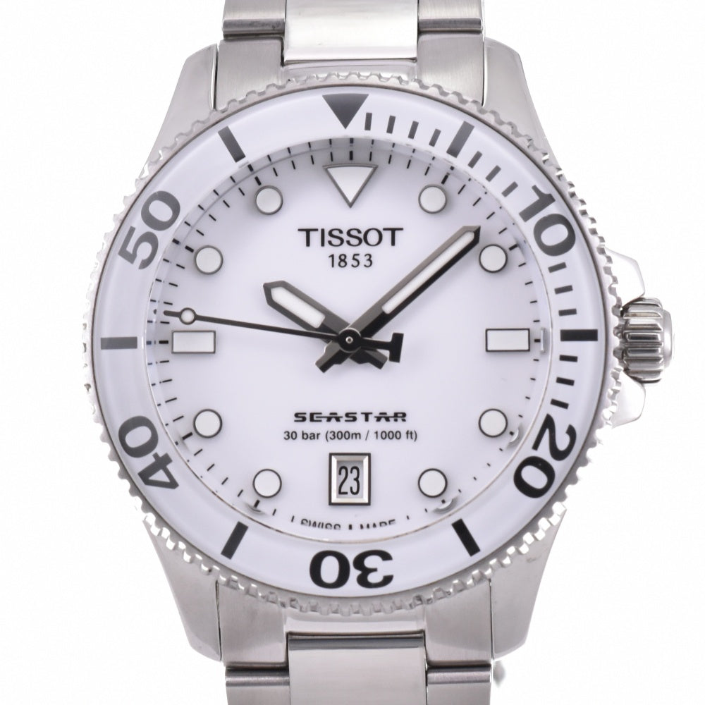 with paper TISSOT Sea star 1000 T120210A Date white Dial Quartz Ladies
 Watch N#143418
