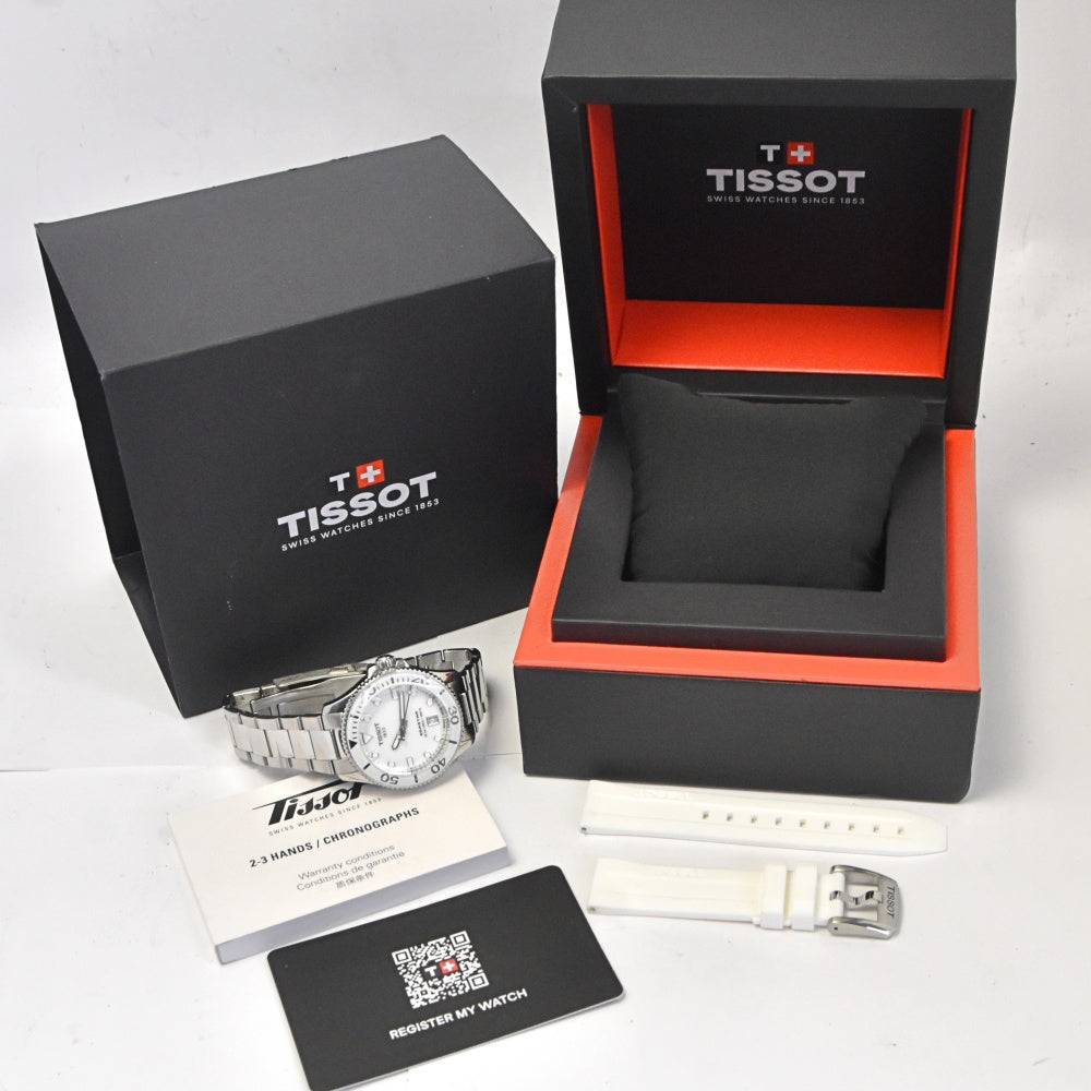 with paper TISSOT Sea star 1000 T120210A Date white Dial Quartz Ladies
 Watch N#143418