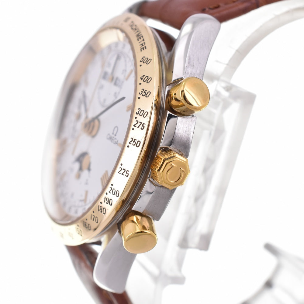 OMEGA Speedmaster 3336.20 Triple calendar moon phase chronograph K18 Bezel white Dial Automatic Men's
 Watch P#143429