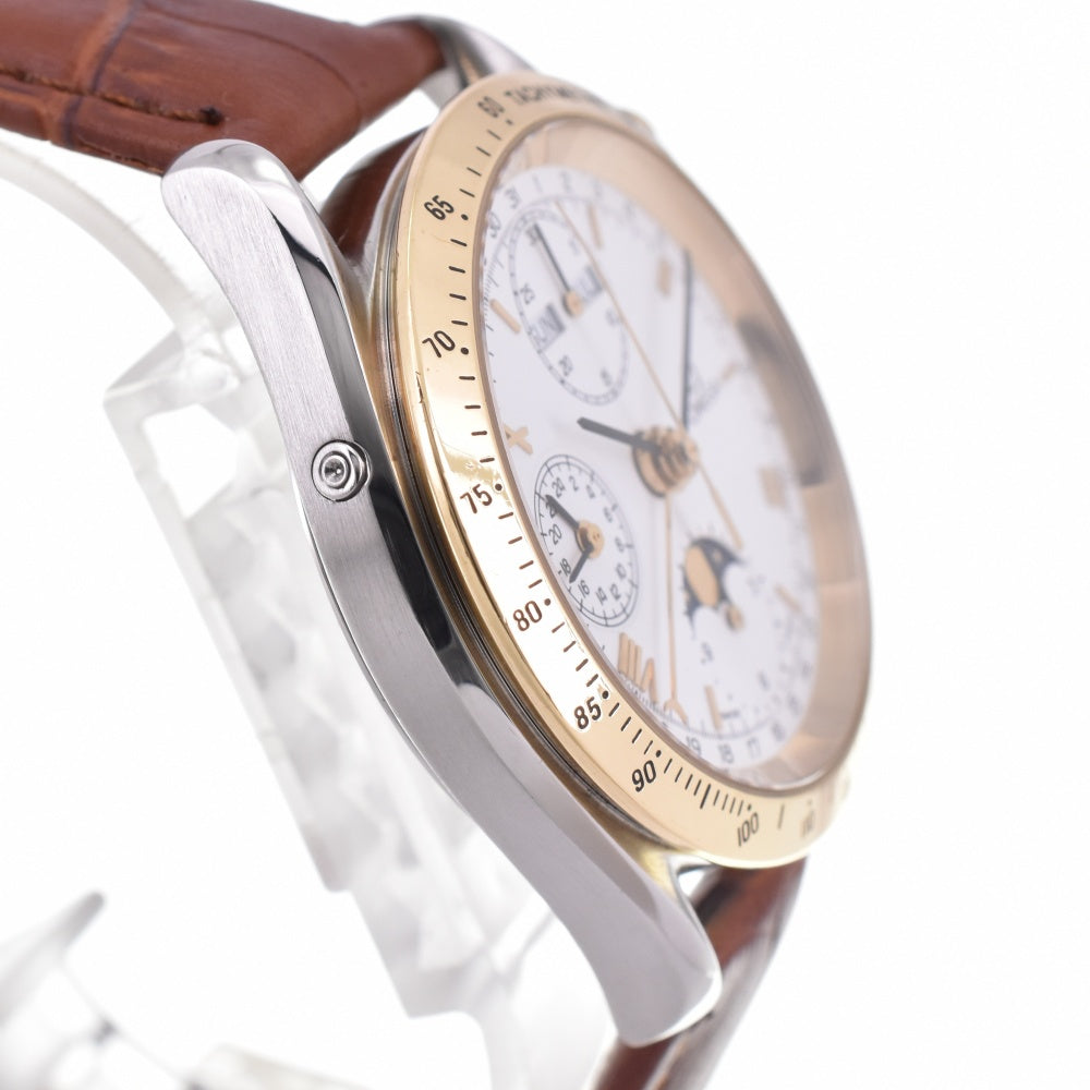 OMEGA Speedmaster 3336.20 Triple calendar moon phase chronograph K18 Bezel white Dial Automatic Men's
 Watch P#143429