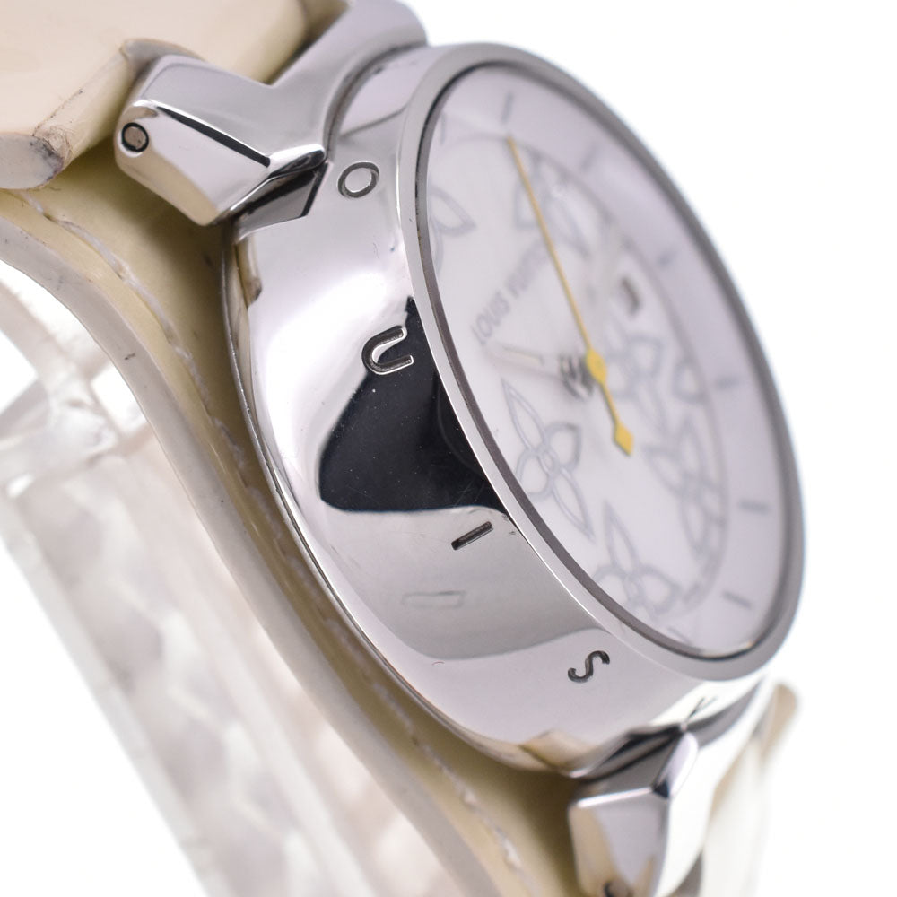 with paper LOUIS VUITTON Tambour Lovely Perle Q121C Date White shell Dial Quartz Ladies
 Watch P#143436