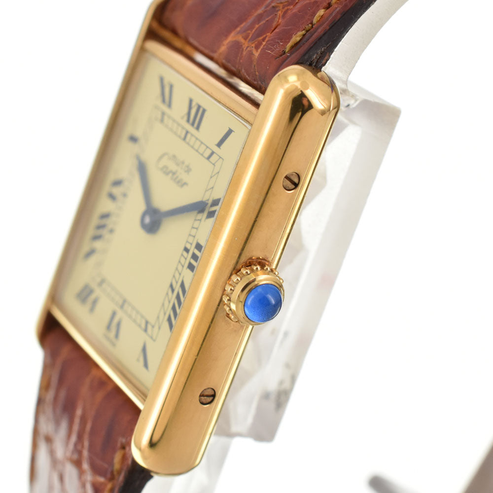 CARTIER Must tank Vermeille W1002753 SV925 (Gold Plated) / Leather gold Dial Quartz Unisex
 Watch R#143440