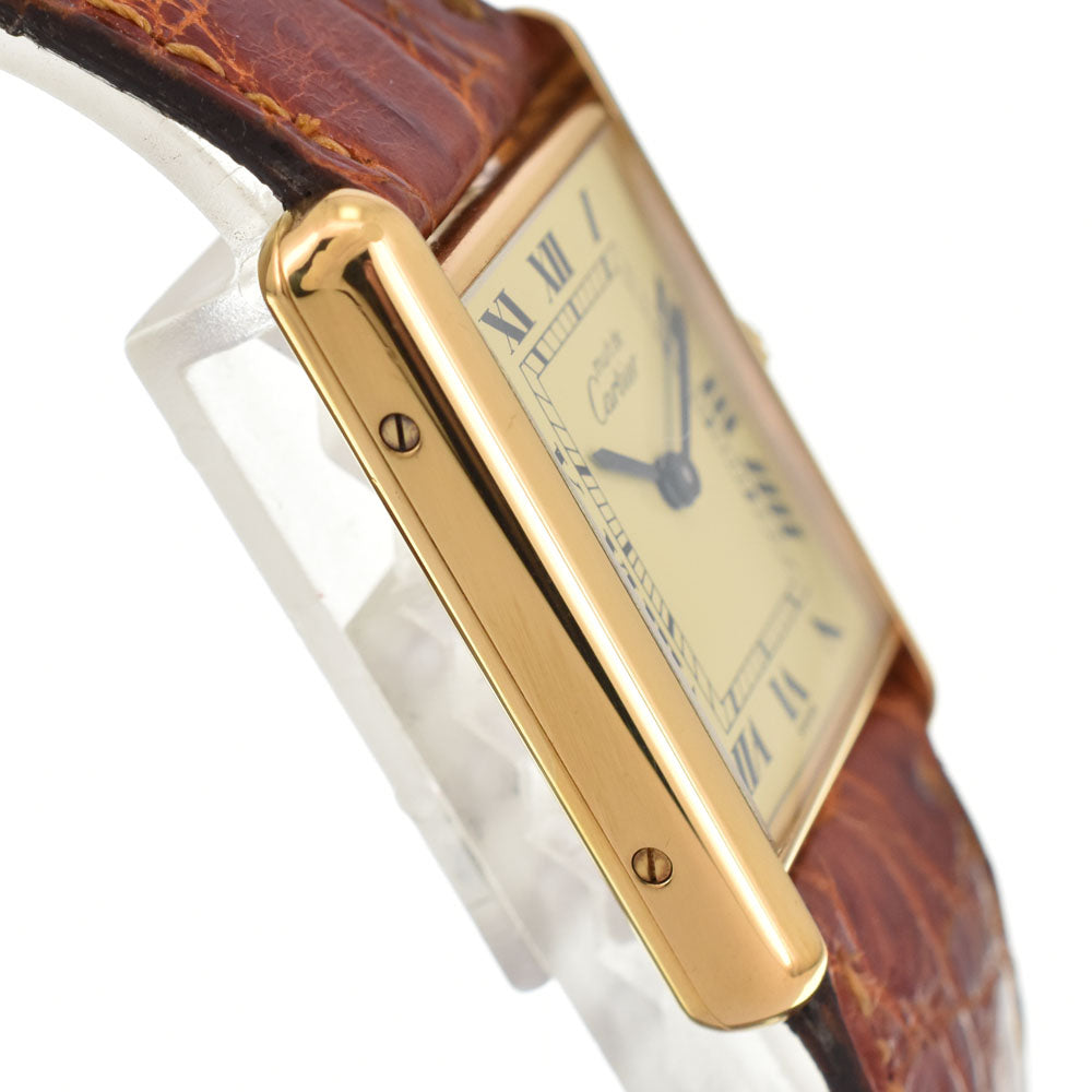 CARTIER Must tank Vermeille W1002753 SV925 (Gold Plated) / Leather gold Dial Quartz Unisex
 Watch R#143440