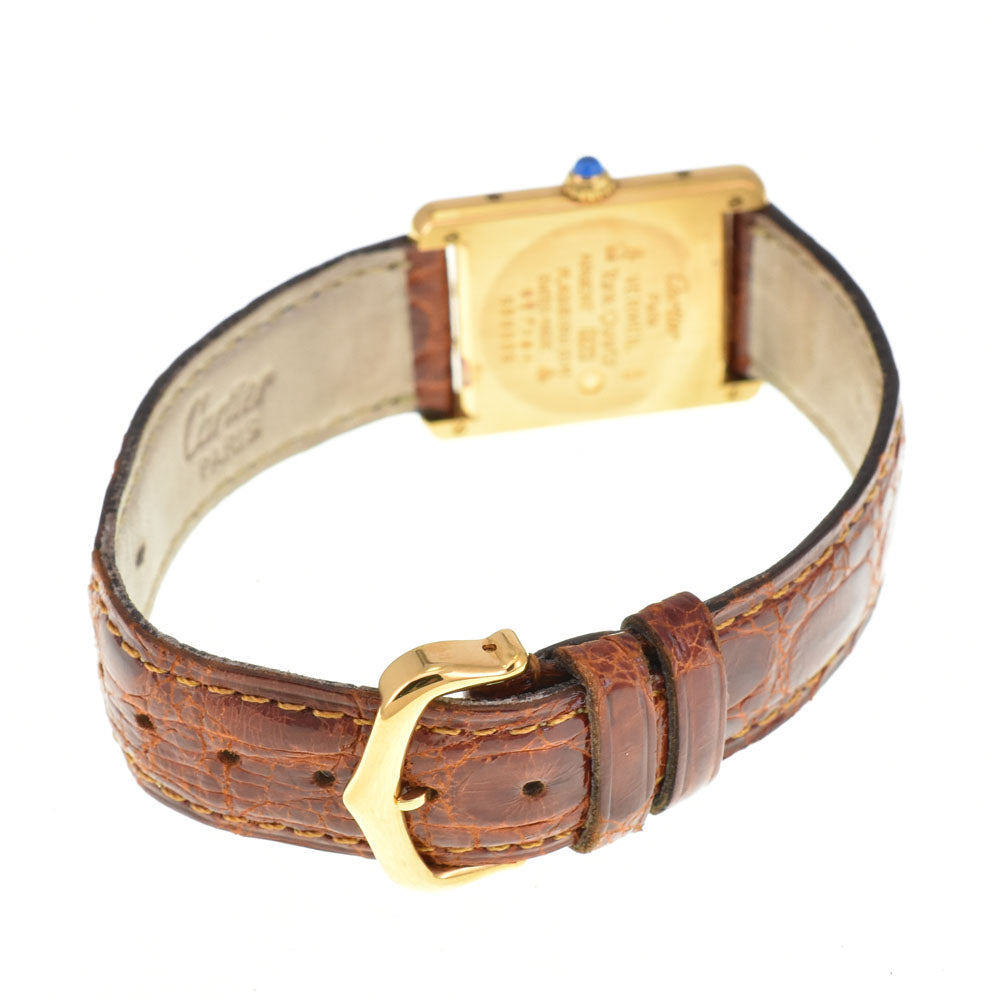 CARTIER Must tank Vermeille W1002753 SV925 (Gold Plated) / Leather gold Dial Quartz Unisex
 Watch R#143440