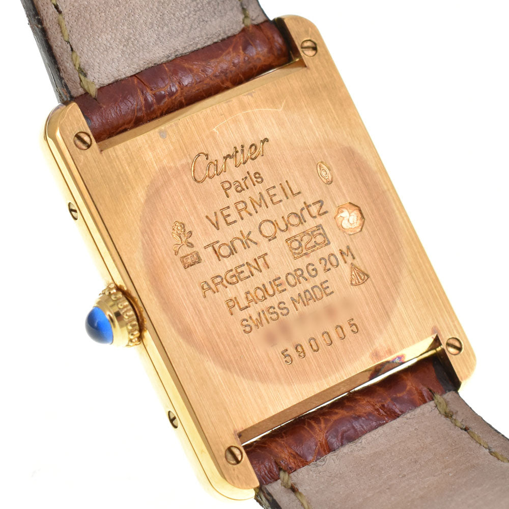 CARTIER Must tank Vermeille W1002753 SV925 (Gold Plated) / Leather gold Dial Quartz Unisex
 Watch R#143440