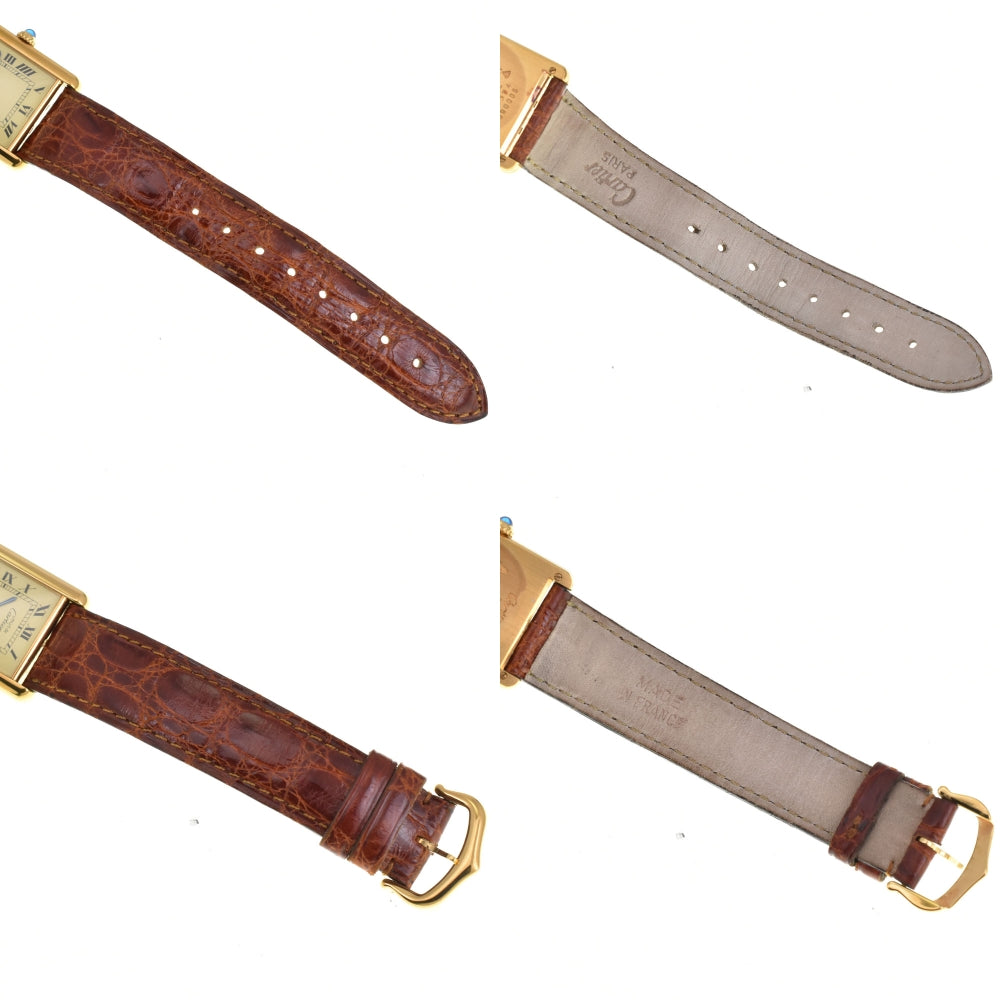 CARTIER Must tank Vermeille W1002753 SV925 (Gold Plated) / Leather gold Dial Quartz Unisex
 Watch R#143440