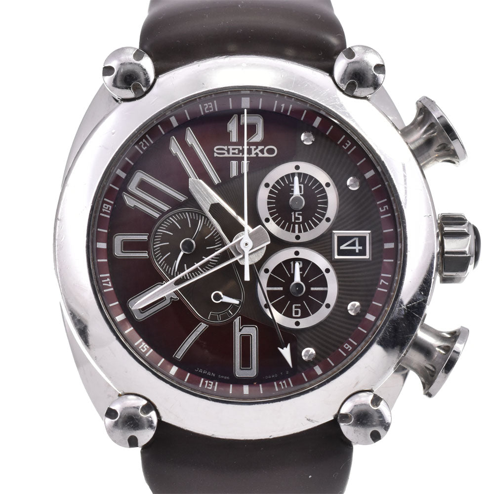 with paper SEIKO Galante SBLA027/5R86-0AA0 Chronograph Date Bordeaux Dial Spring drive Men's
 Watch Q#143442