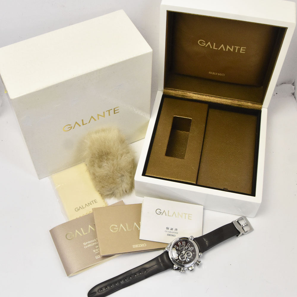 with paper SEIKO Galante SBLA027/5R86-0AA0 Chronograph Date Bordeaux Dial Spring drive Men's
 Watch Q#143442