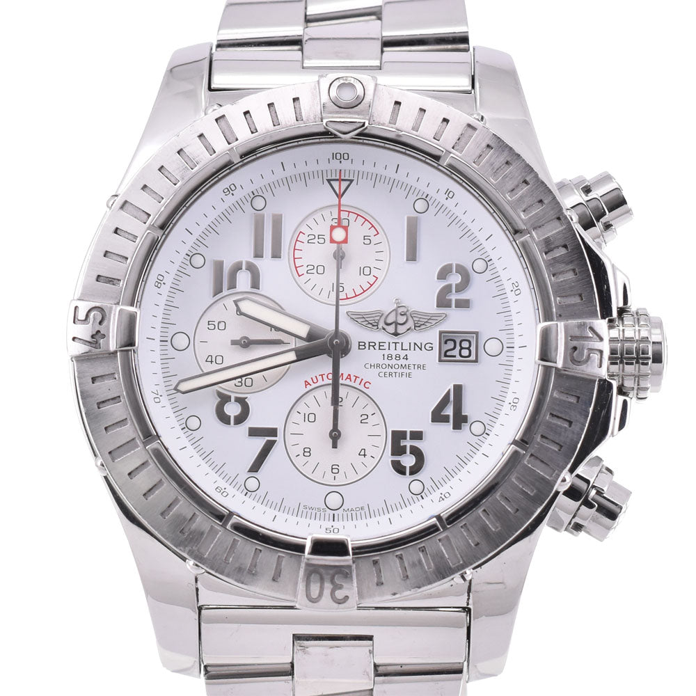 with paper BREITLING Super avenger A13370 Chronograph Date white Dial Automatic Men's
 Watch P#143444
