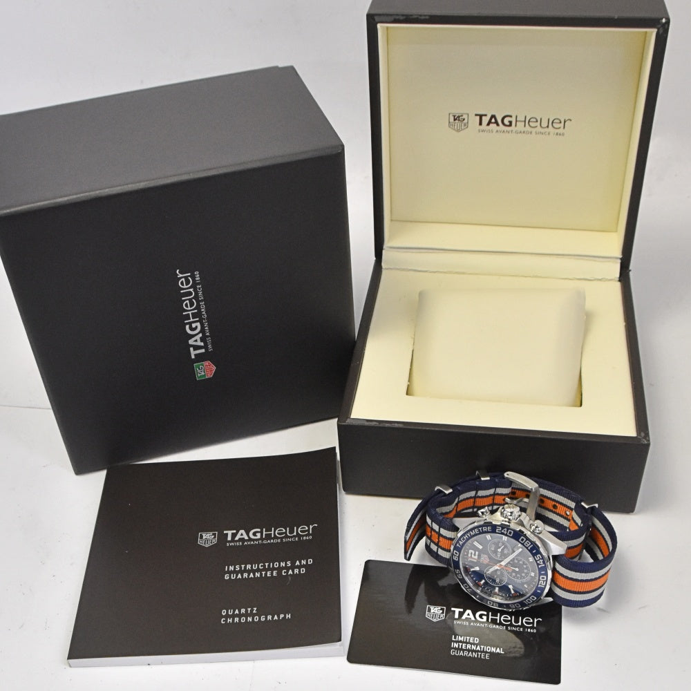 with paper TAG HEUER Formula 1 CAZ1014.FC8196 Chronograph Date blue Dial Quartz Men's
 Watch O#143447